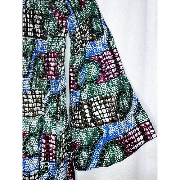 Advance Apparels African Green Blue Off Shoulder Shirred Maxi Dress - Picture 5 of 11